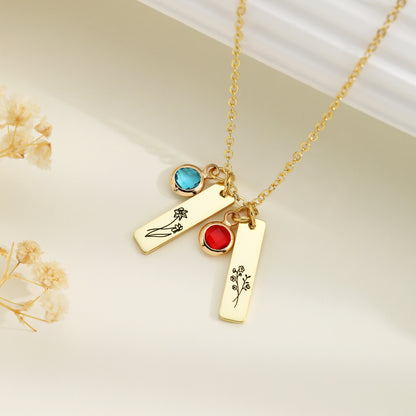 Unique Birth Flower and Birthstone Necklace