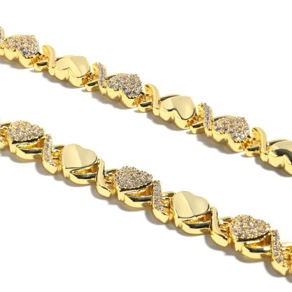 Gold XOXO Diamond Gemstone Necklace