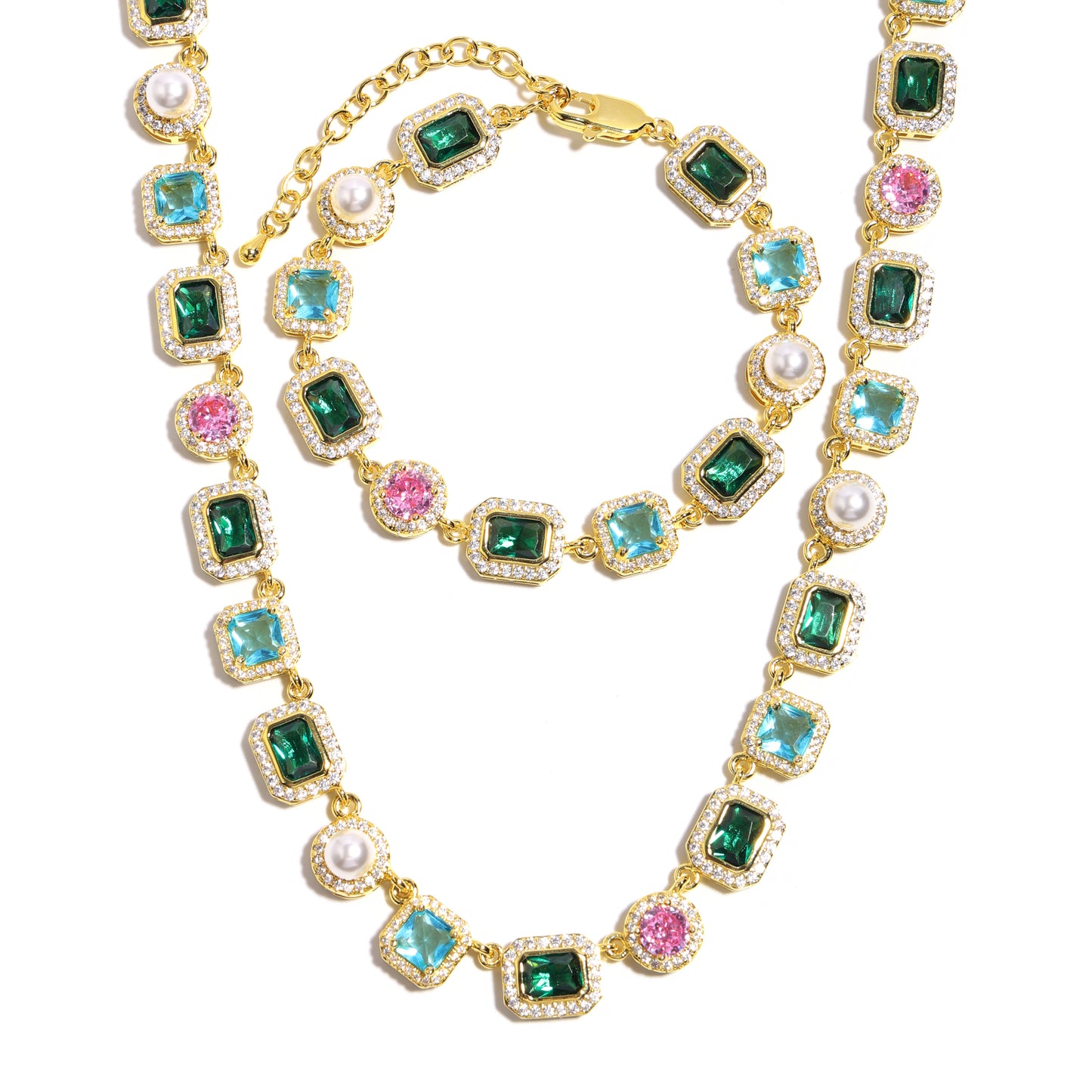 Charming Emerald Forest Pearl Gemstone Necklace