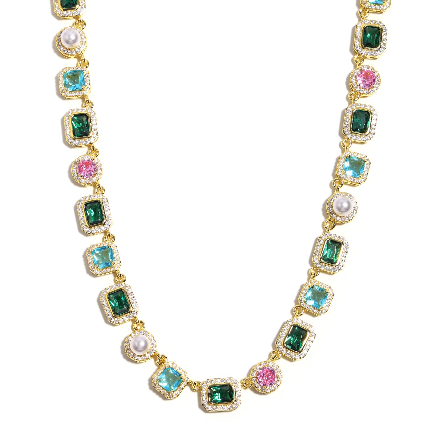 Charming Emerald Forest Pearl Gemstone Necklace