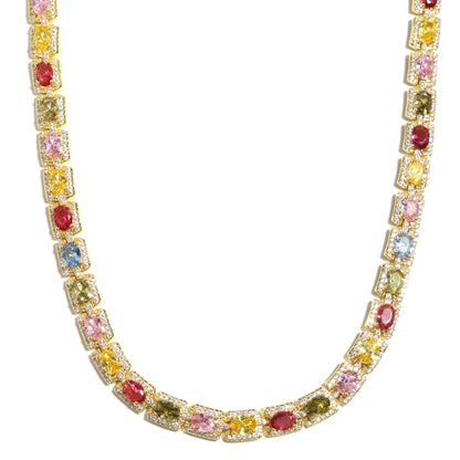 Colorful Symphony of Colors Sugar Cube Tourmaline Necklace
