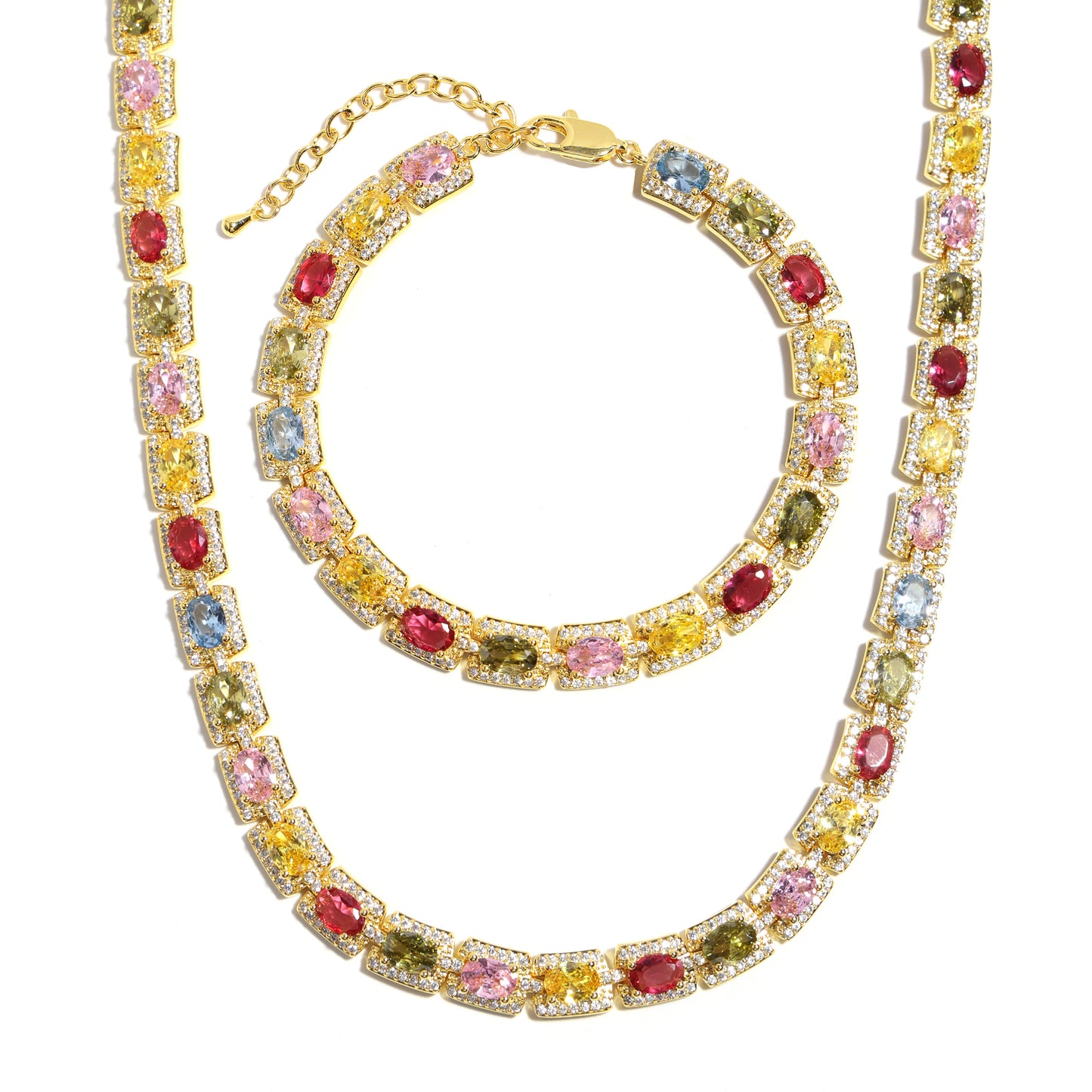 Colorful Symphony of Colors Sugar Cube Tourmaline Necklace