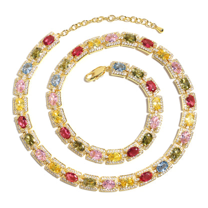 Colorful Symphony of Colors Sugar Cube Tourmaline Necklace