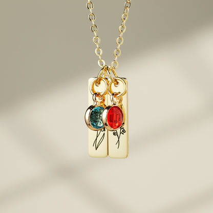 Unique Birth Flower and Birthstone Necklace