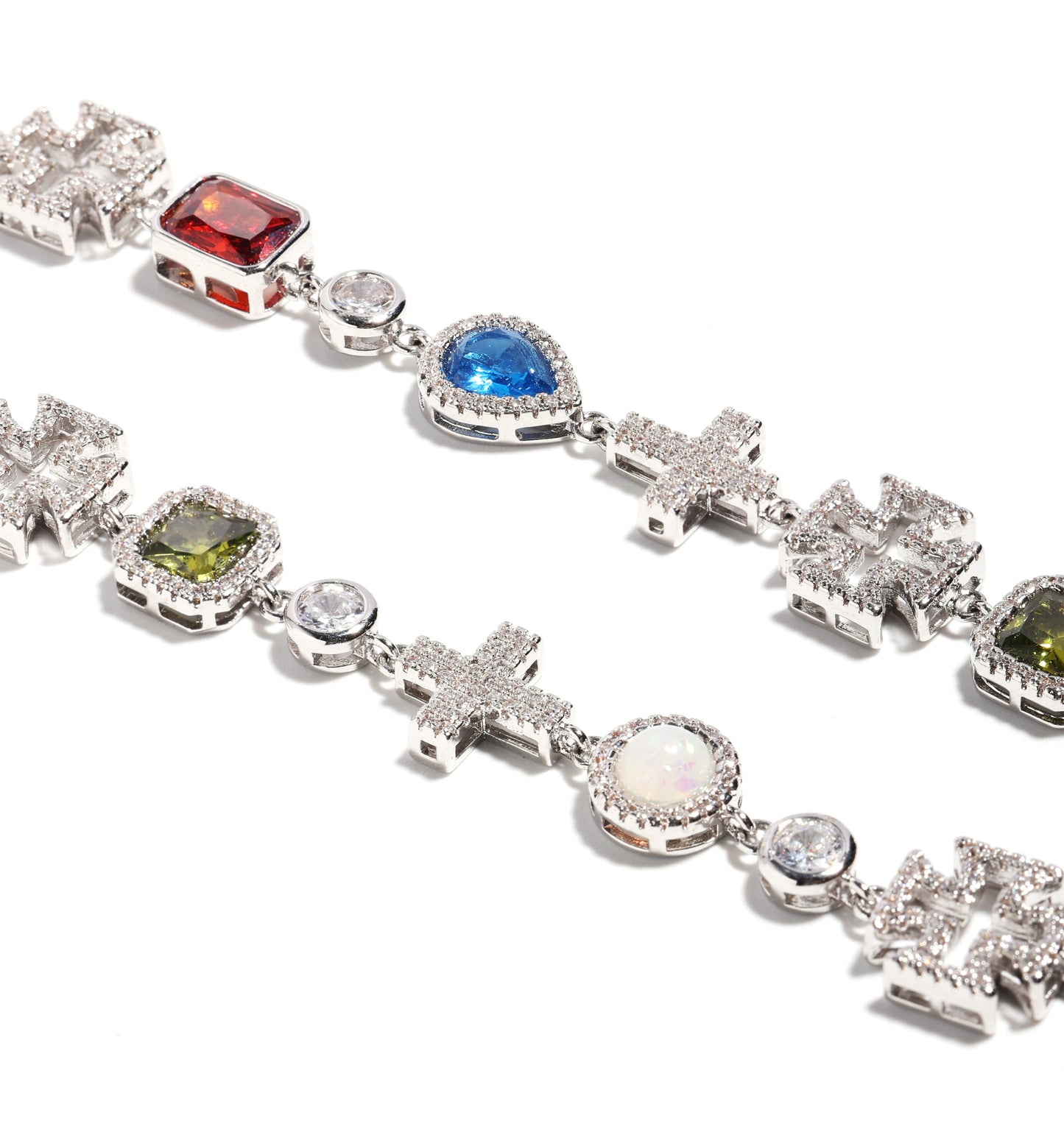 Multi Gemstone & Cross Necklace