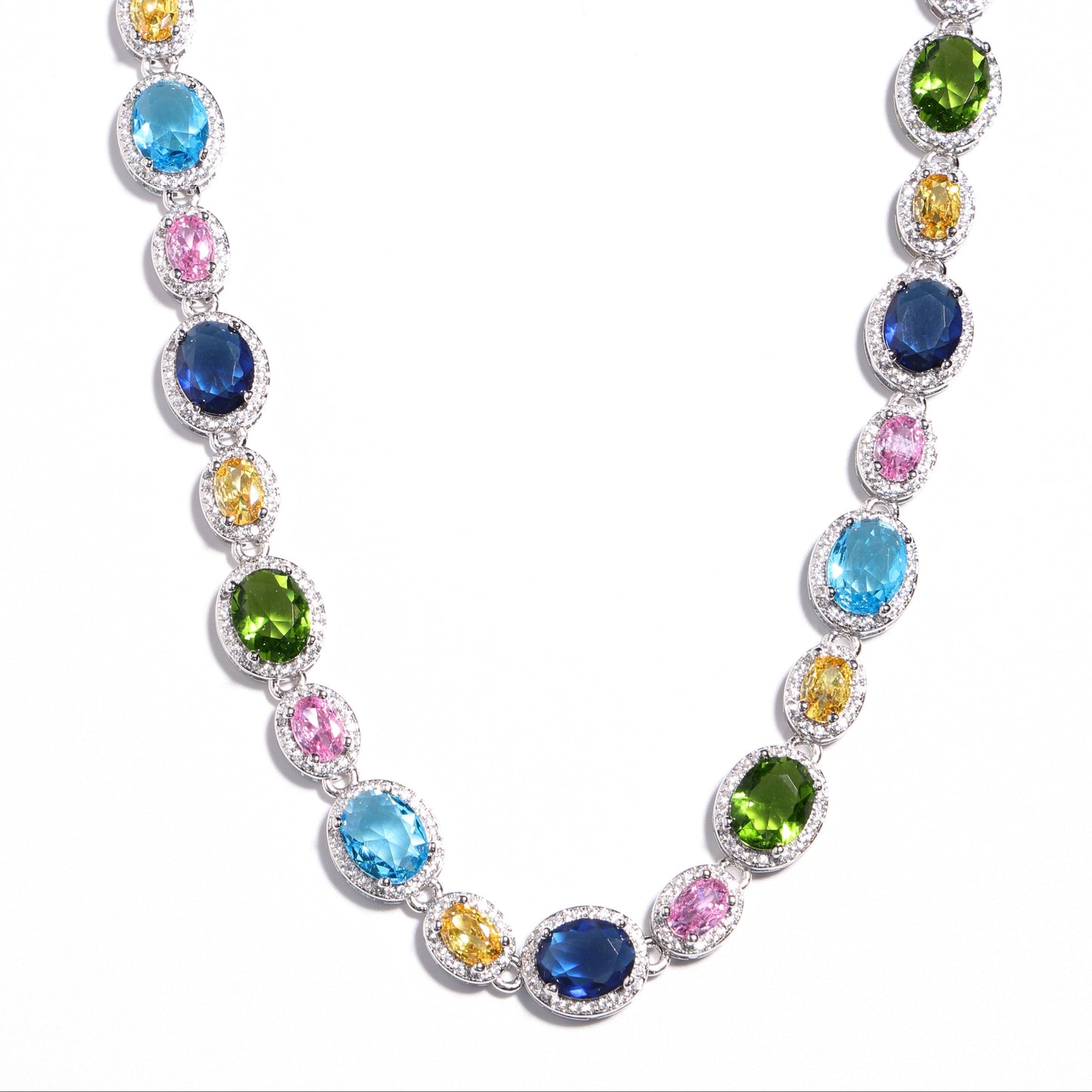 Pastel Dream Adjustable Oval-Cut Gemstone Necklace