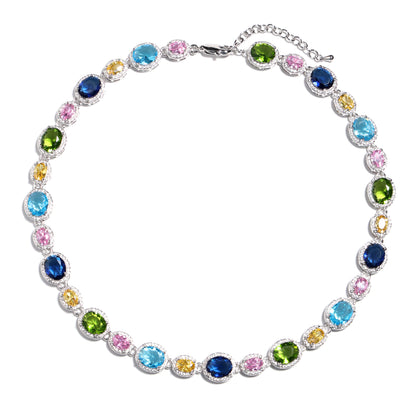 Pastel Dream Adjustable Oval-Cut Gemstone Necklace