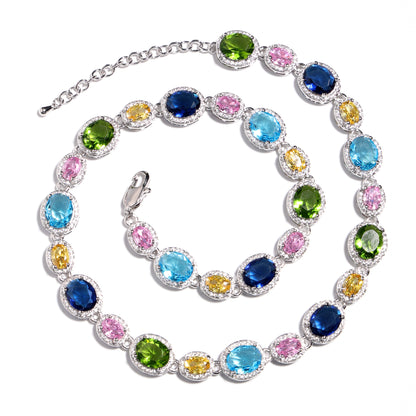 Pastel Dream Adjustable Oval-Cut Gemstone Necklace