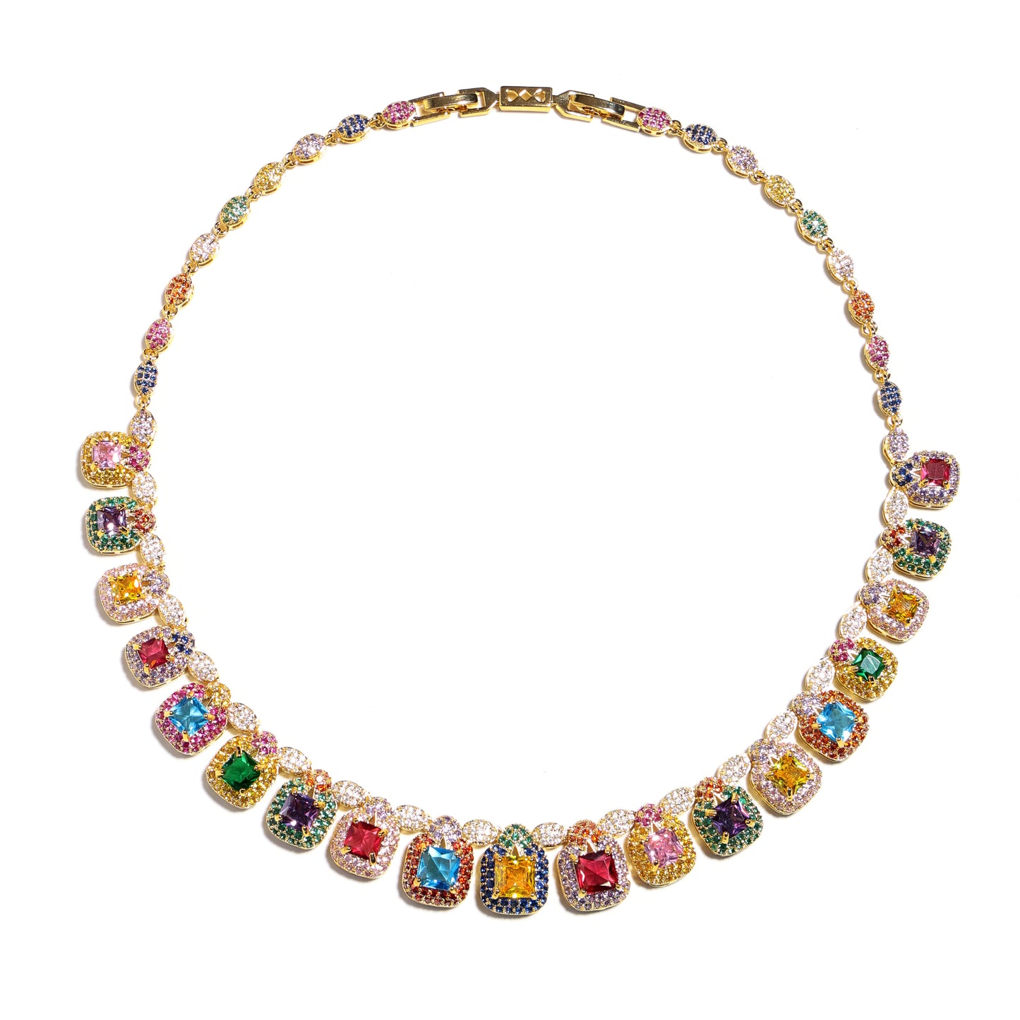 Brilliance Emerald-Cut Splendor & Pave Gemstone Necklace