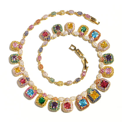 Brilliance Emerald-Cut Splendor & Pave Gemstone Necklace