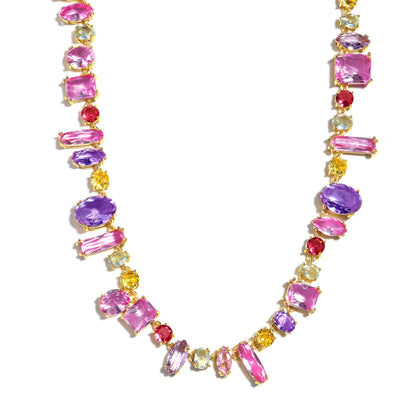 Majestic Aura Multi-Gemstone Gradient Cascade Necklace