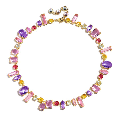 Majestic Aura Multi-Gemstone Gradient Cascade Necklace