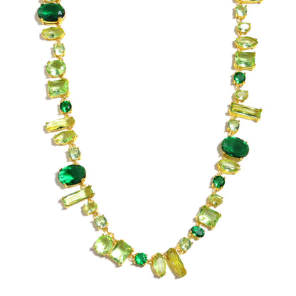 Emerald Cascade Multi-Cut Green Crystal Statement Necklace