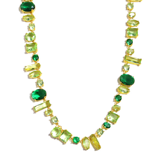Emerald Cascade Multi-Cut Green Crystal Statement Necklace