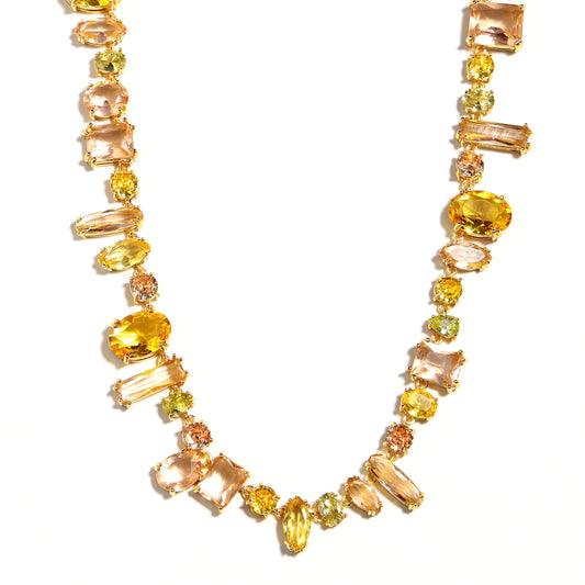 Golden Sunbeam Cascade Multi-Cut Yellow Crystal Necklace