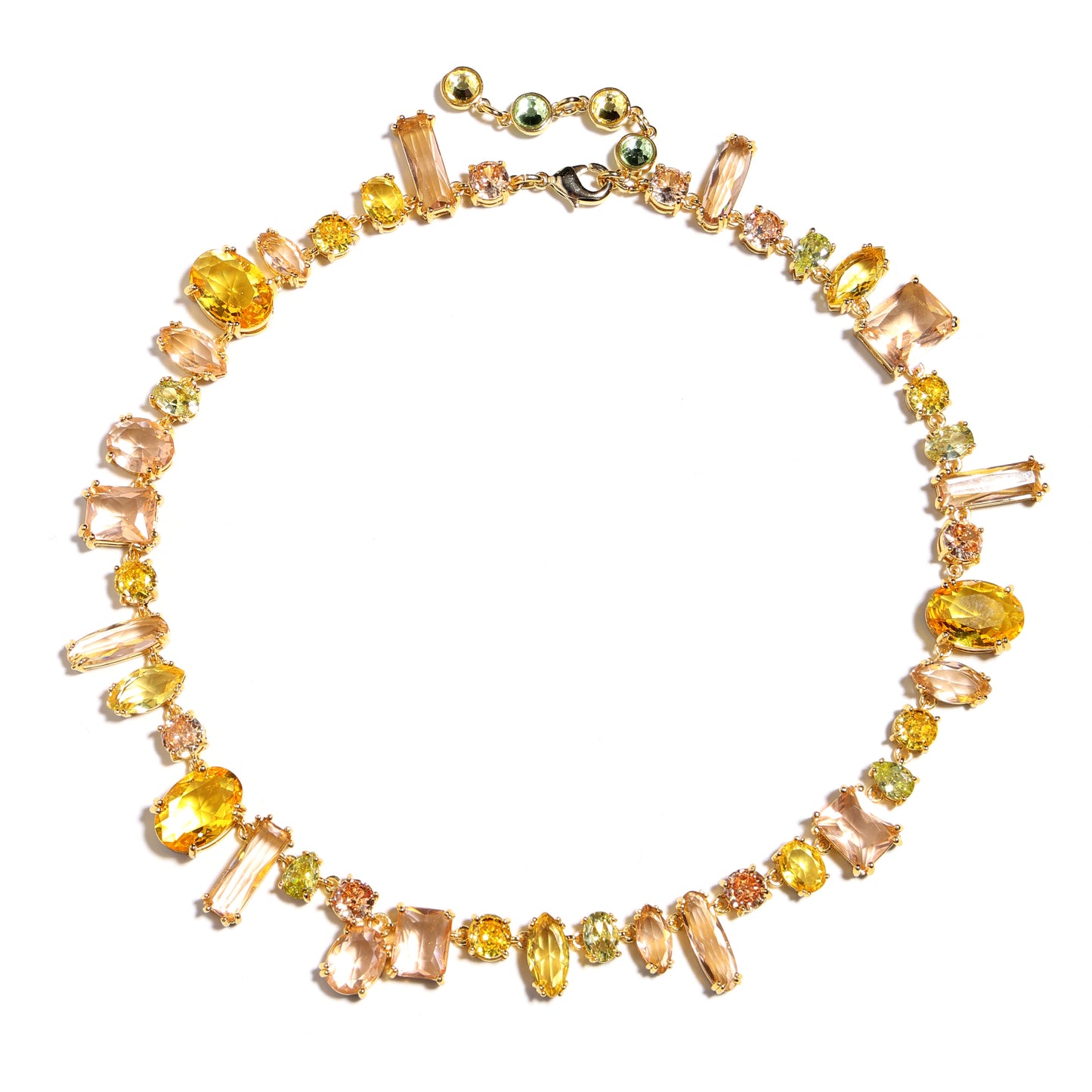 Golden Sunbeam Cascade Multi-Cut Yellow Crystal Necklace