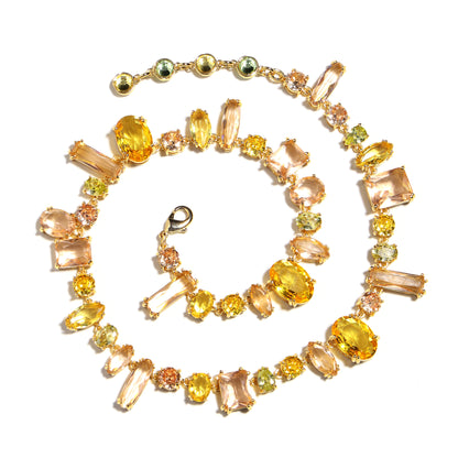Golden Sunbeam Cascade Multi-Cut Yellow Crystal Necklace