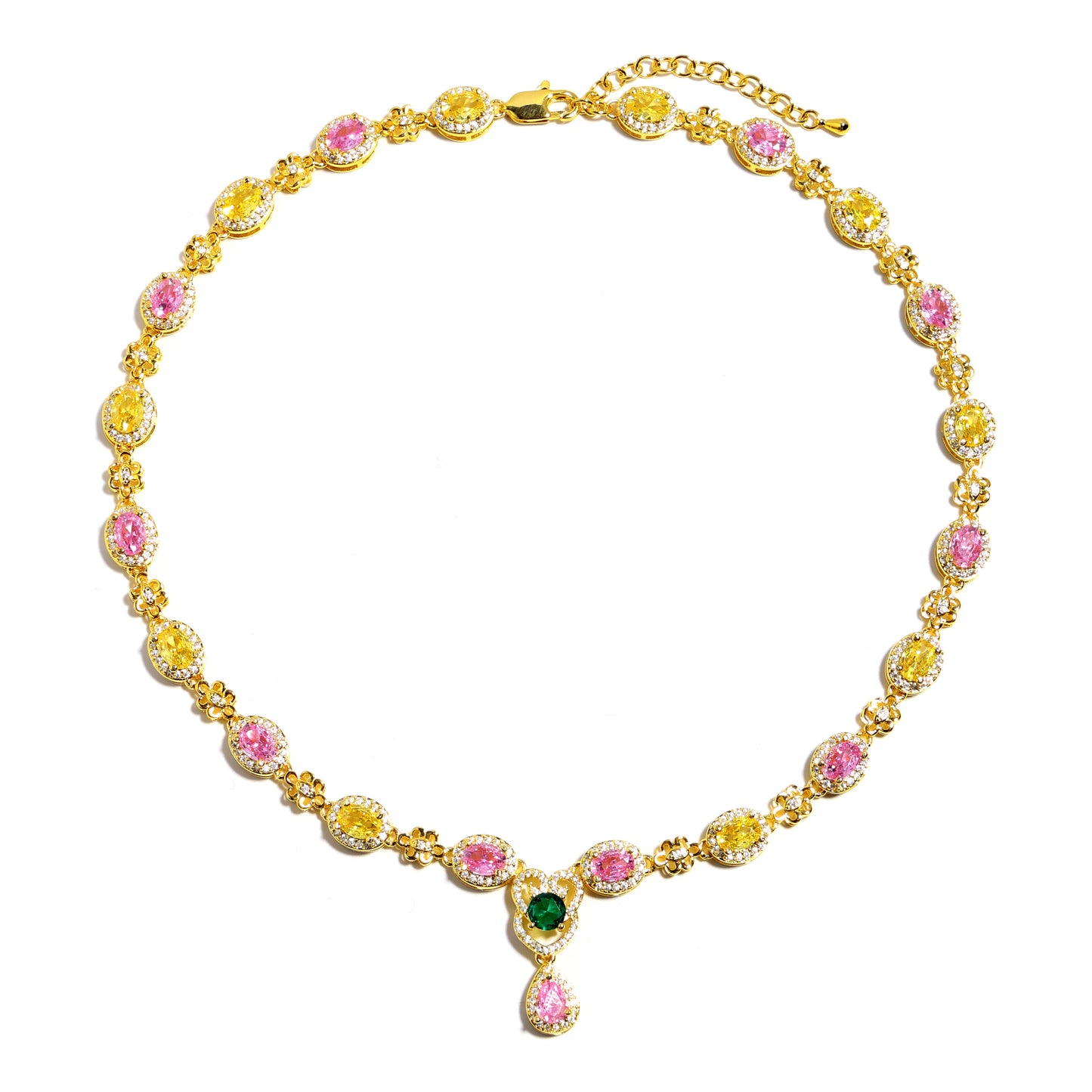 Delicate Tri-Color Gemstone Drop Necklace