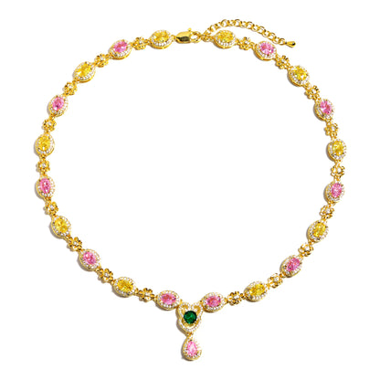 Delicate Tri-Color Gemstone Drop Necklace