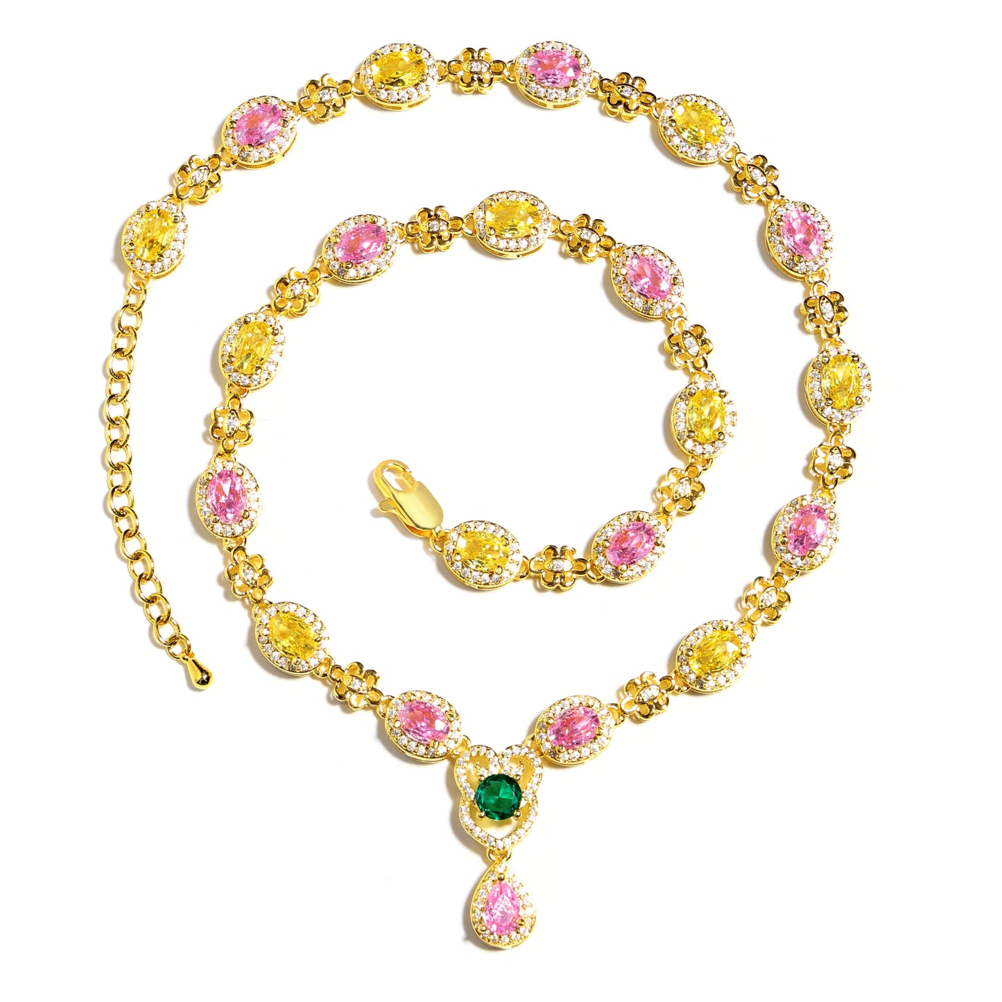 Delicate Tri-Color Gemstone Drop Necklace