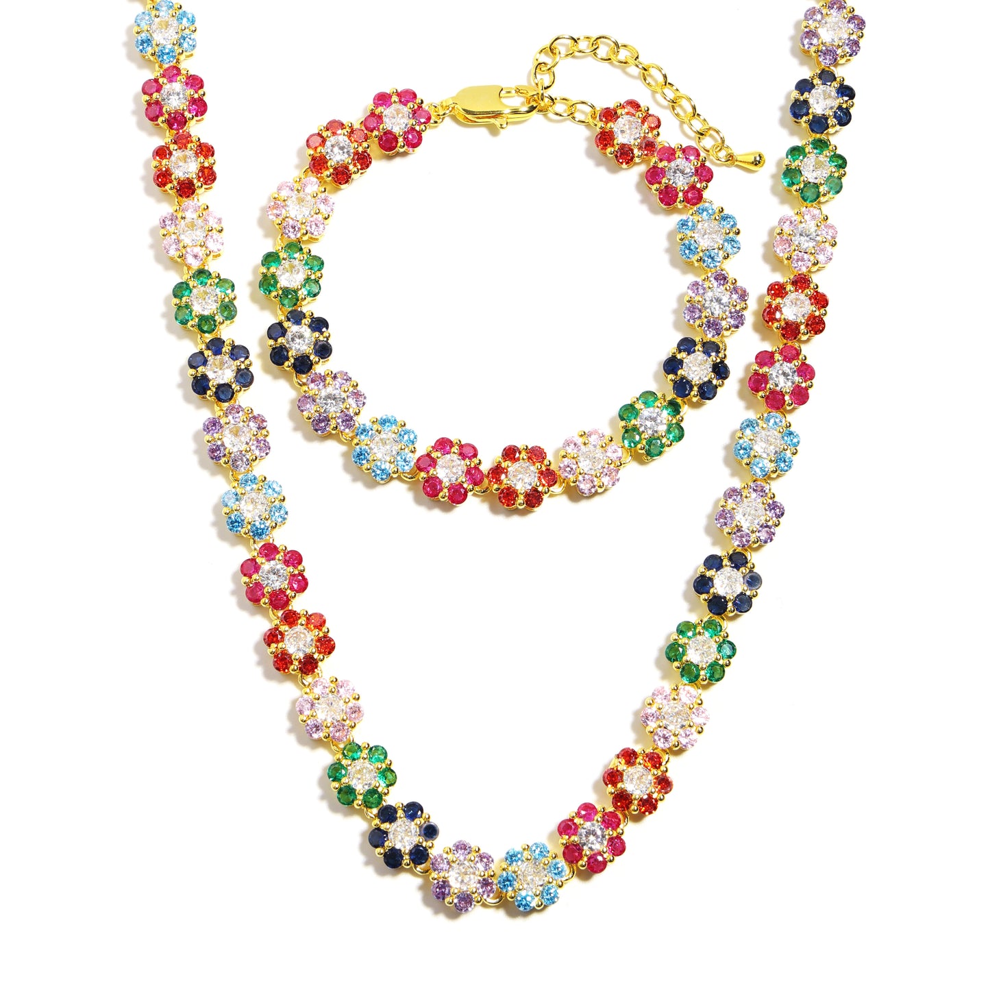 Multi Floral Wreath Gemstone Bracelet