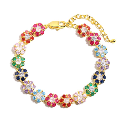 Multi Floral Wreath Gemstone Bracelet