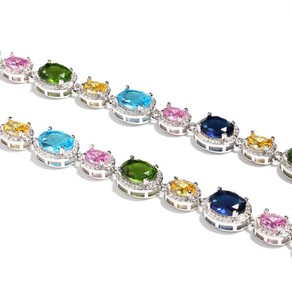 Pastel Dream Adjustable Oval-Cut Gemstone Necklace