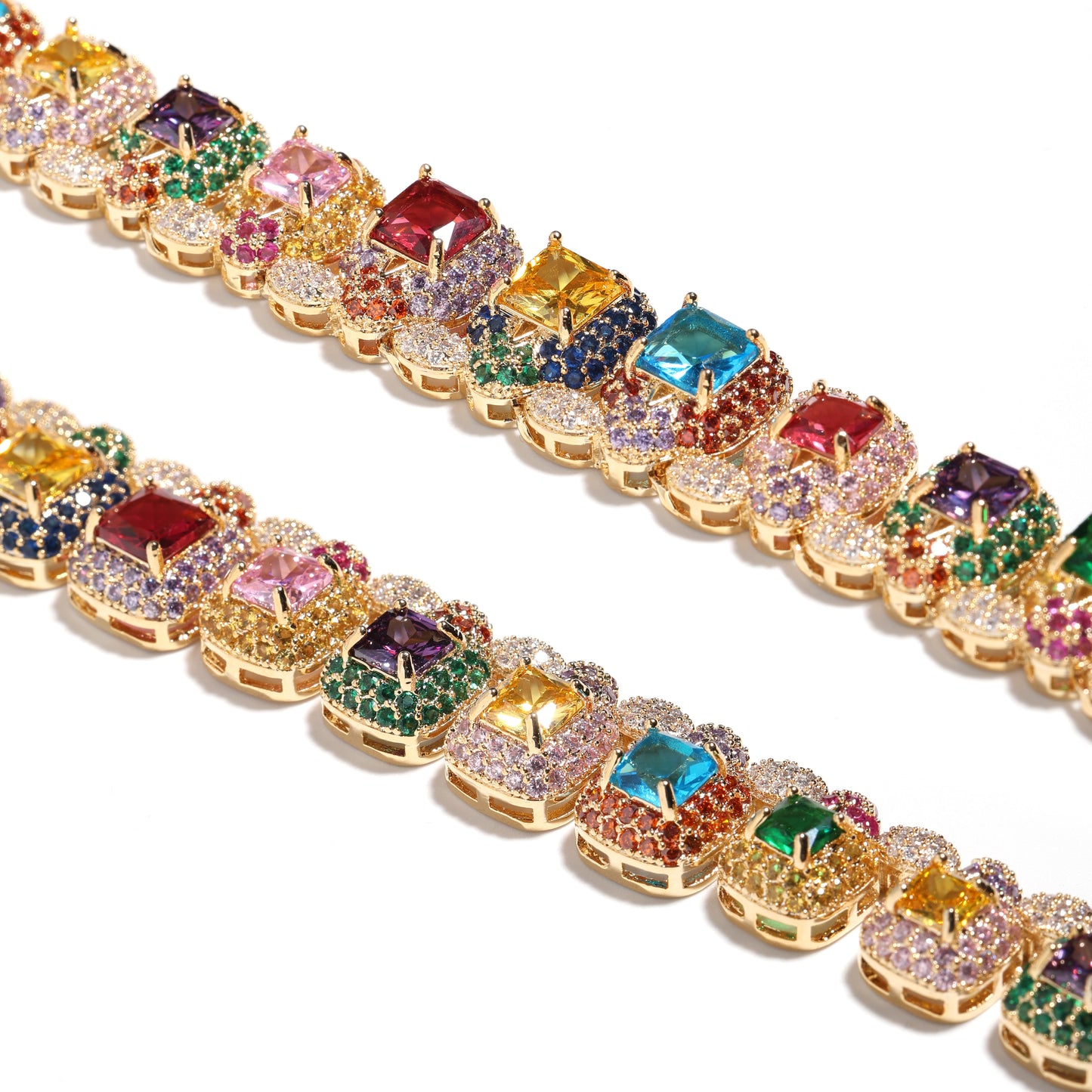 Brilliance Emerald-Cut Splendor & Pave Gemstone Necklace