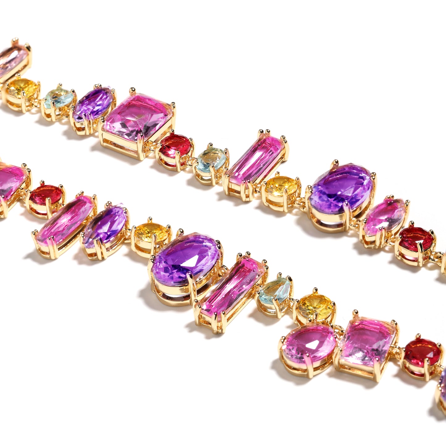 Majestic Aura Multi-Gemstone Gradient Cascade Necklace