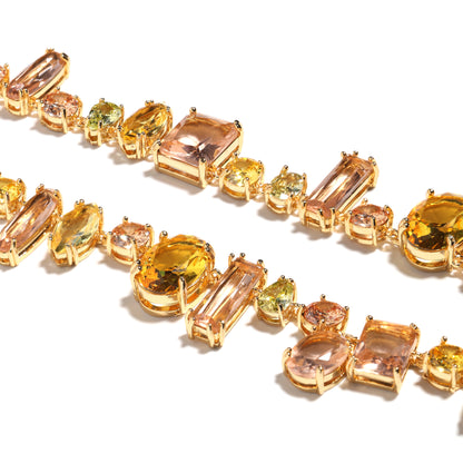 Golden Sunbeam Cascade Multi-Cut Yellow Crystal Necklace