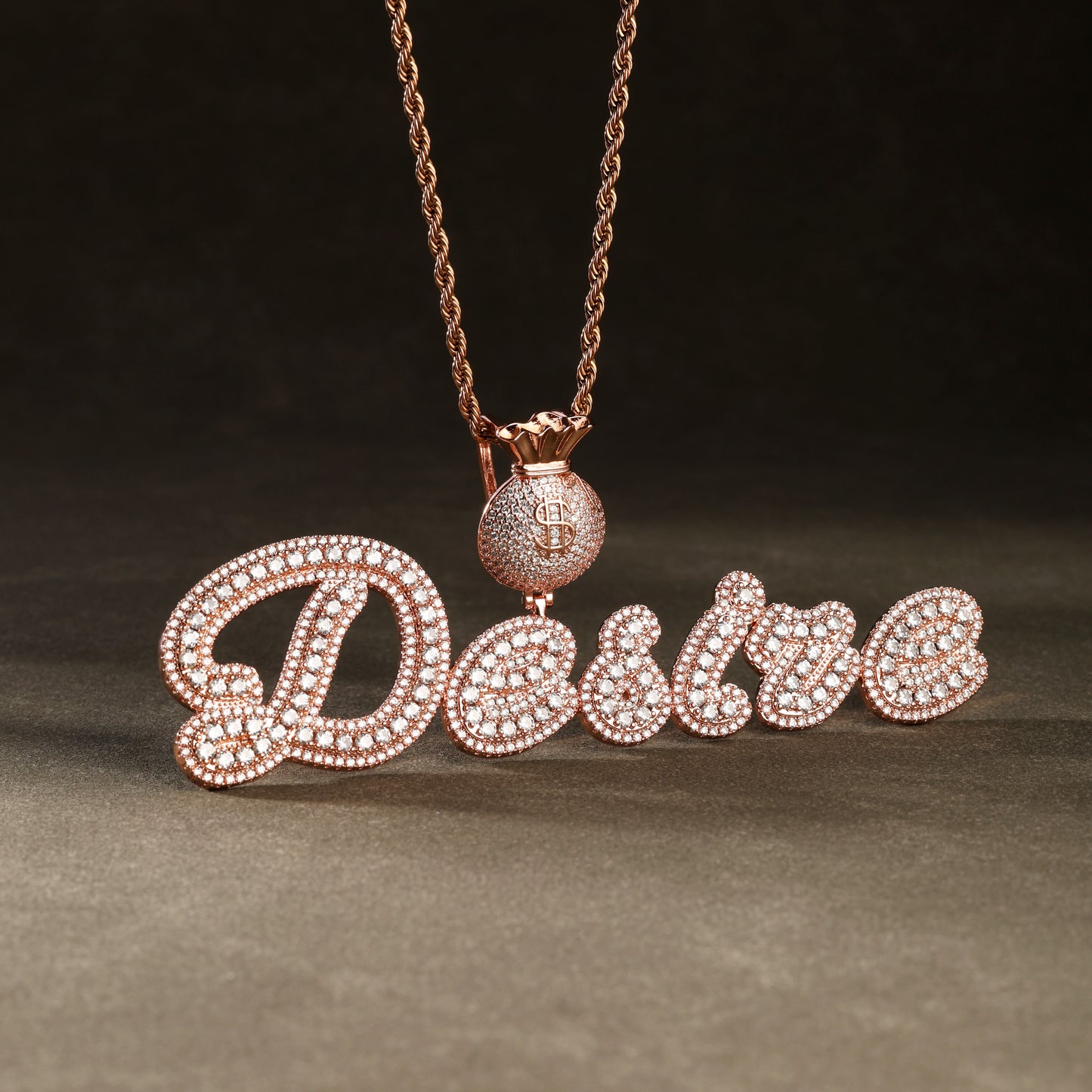 Custom Letter Pendant Necklace Rose Gold