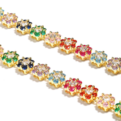 Multi Floral Wreath Gemstone Bracelet