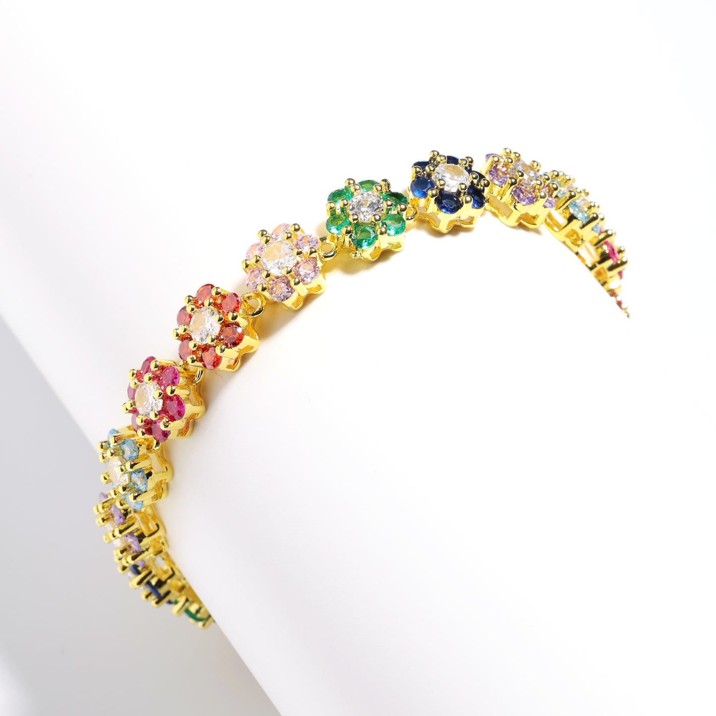 Multi Floral Wreath Gemstone Bracelet