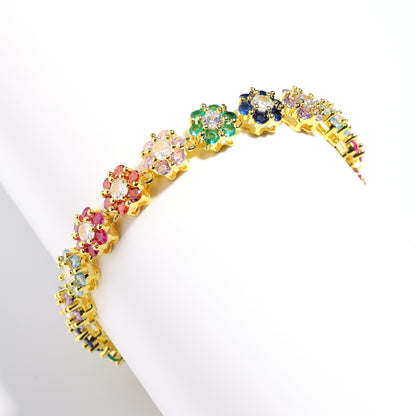 Multi Floral Wreath Gemstone Bracelet