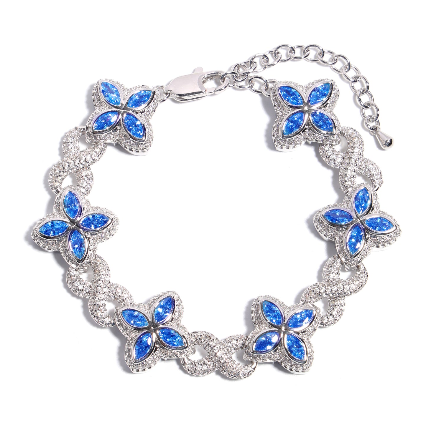 Multicolor Four-Leaf Clover Lucky Charm Gemstone Necklace