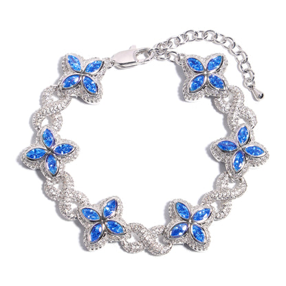 Multicolor Four-Leaf Clover Lucky Charm Gemstone Necklace