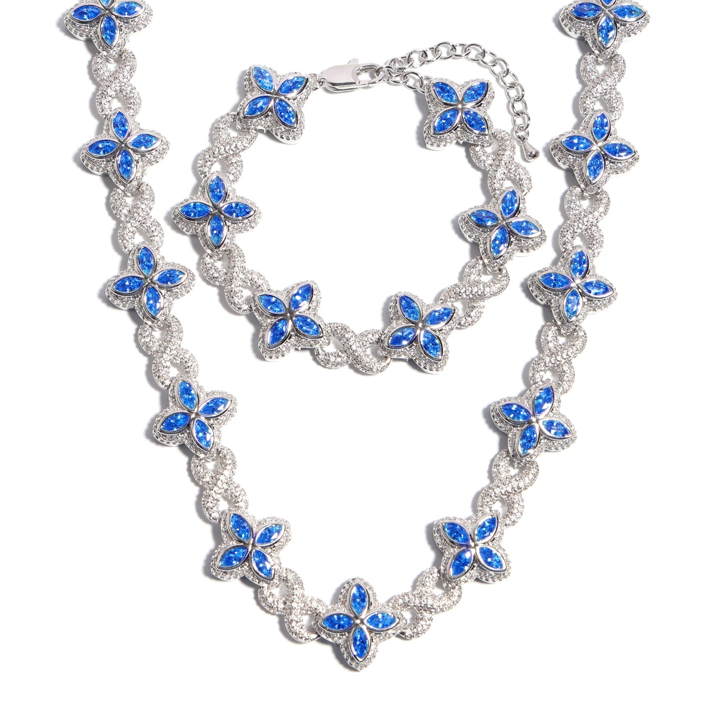 Multicolor Four-Leaf Clover Lucky Charm Gemstone Necklace