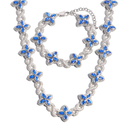 Multicolor Four-Leaf Clover Lucky Charm Gemstone Necklace