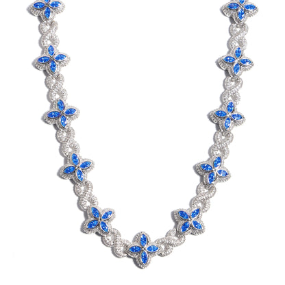 Multicolor Four-Leaf Clover Lucky Charm Gemstone Necklace