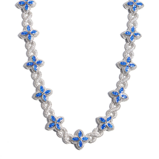 Multicolor Four-Leaf Clover Lucky Charm Gemstone Necklace