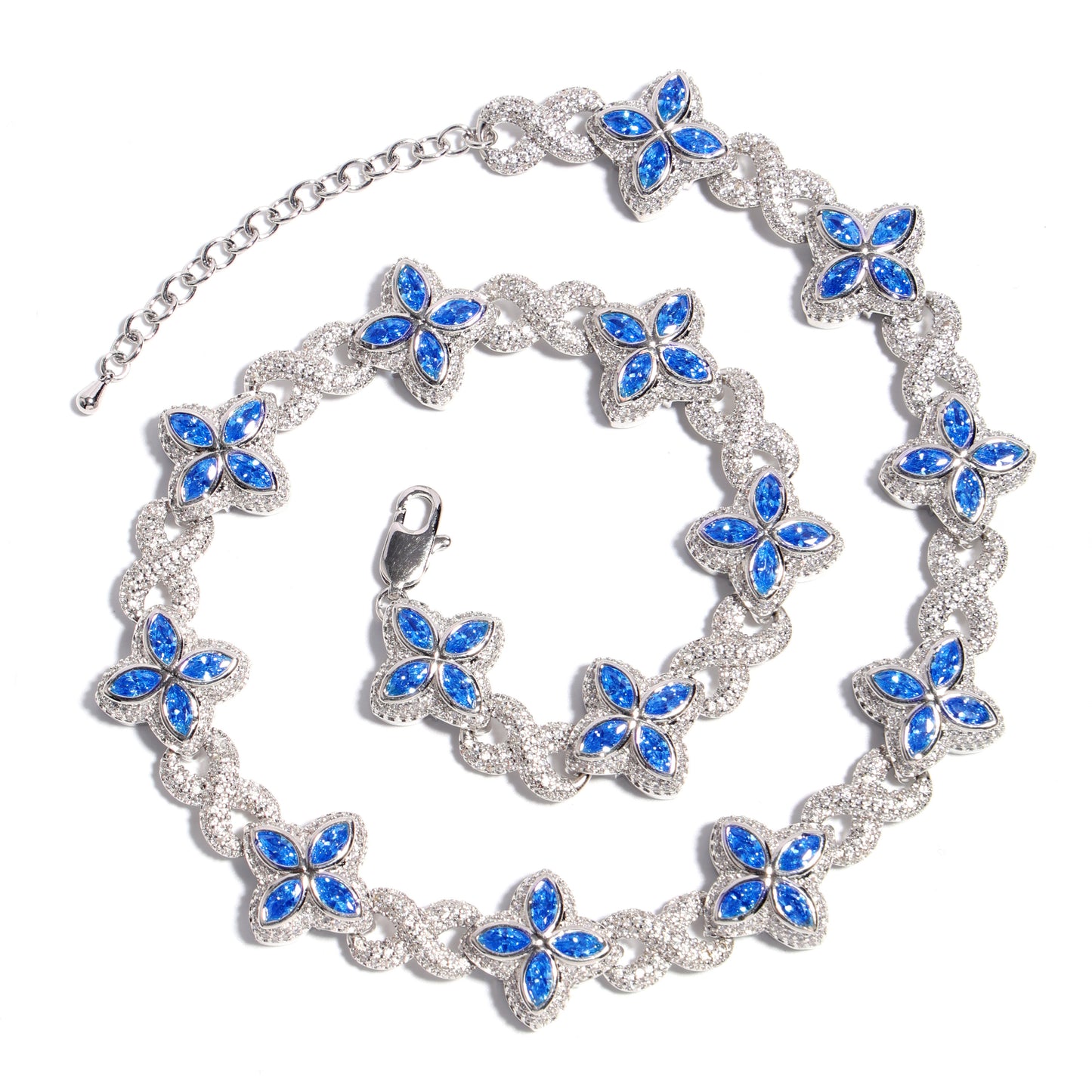 Multicolor Four-Leaf Clover Lucky Charm Gemstone Necklace