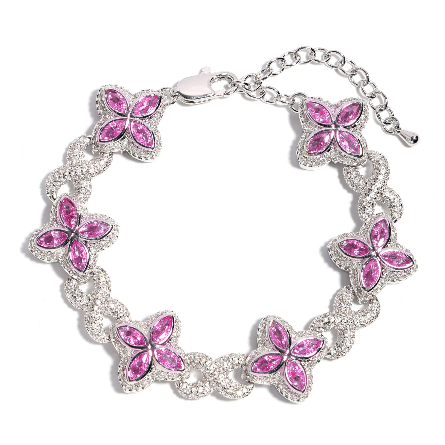 Multicolor Four-Leaf Clover Lucky Charm Gemstone Necklace