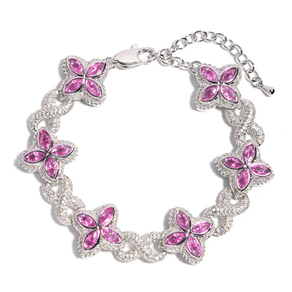 Multicolor Four-Leaf Clover Lucky Charm Gemstone Necklace