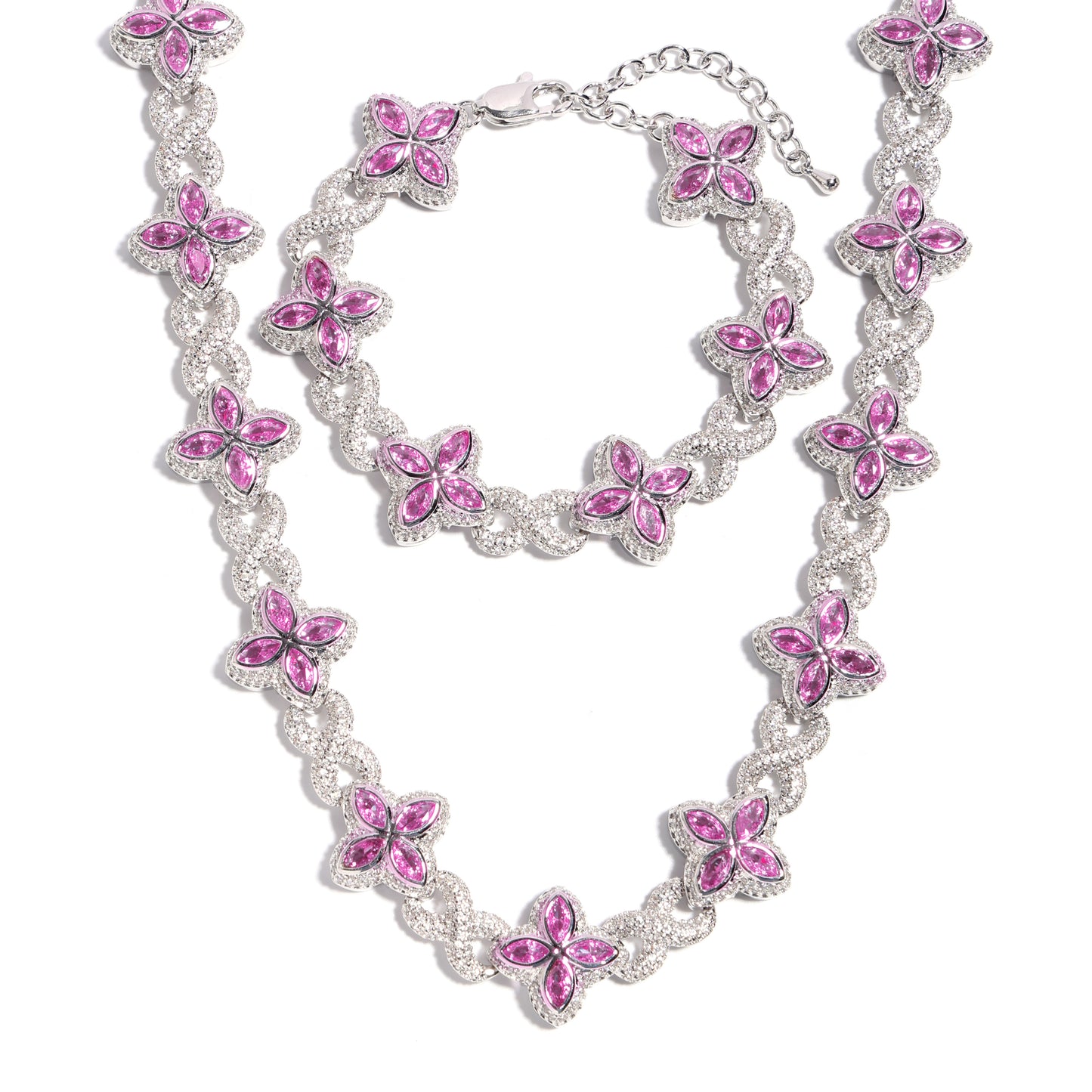 Multicolor Four-Leaf Clover Lucky Charm Gemstone Necklace