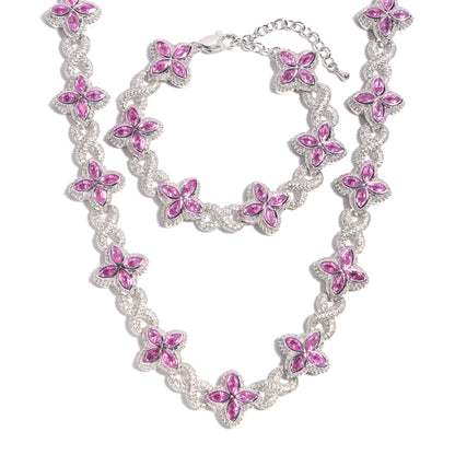 Multicolor Four-Leaf Clover Lucky Charm Gemstone Necklace