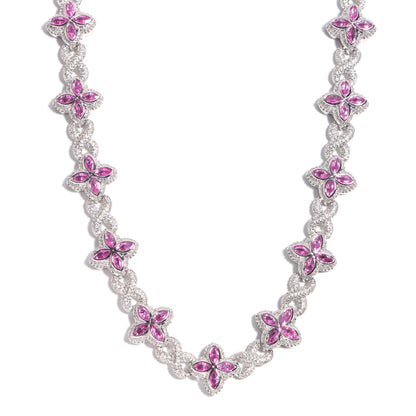 Multicolor Four-Leaf Clover Lucky Charm Gemstone Necklace