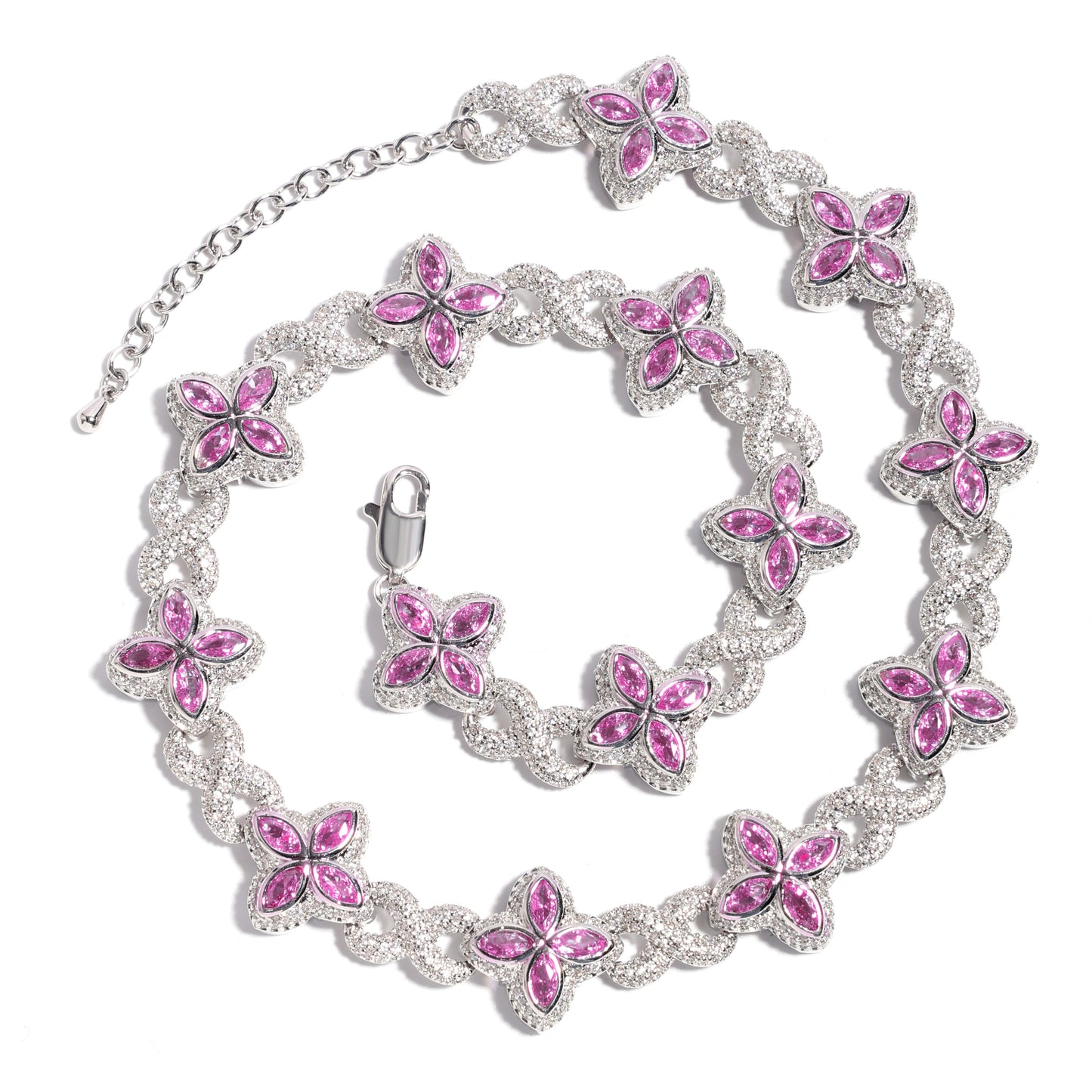 Multicolor Four-Leaf Clover Lucky Charm Gemstone Necklace