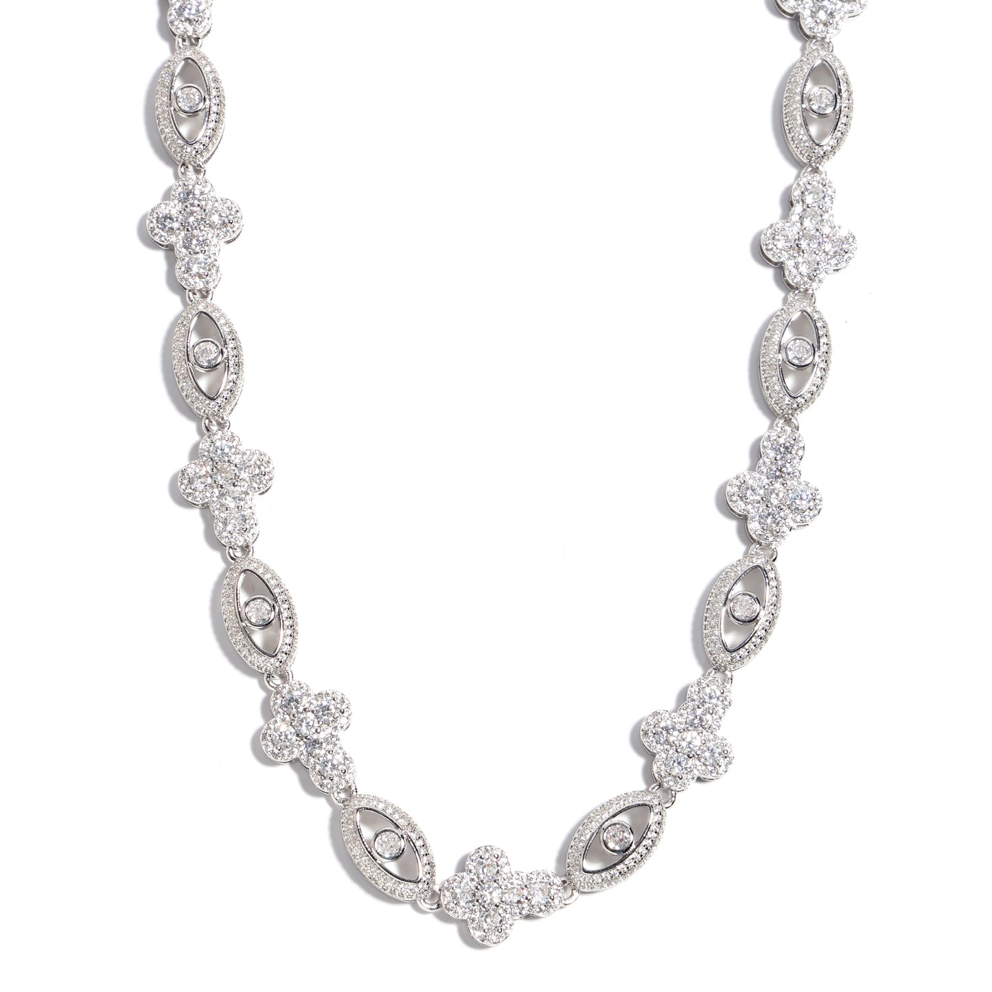 Sparkling Evil Eye & Cross Gemstone Necklace