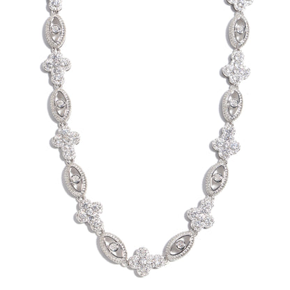 Sparkling Evil Eye & Cross Gemstone Necklace