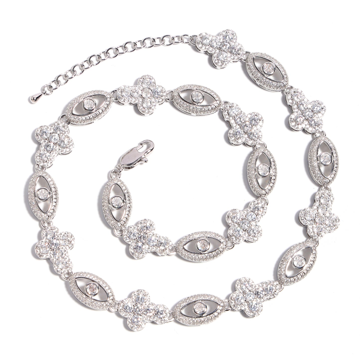 Sparkling Evil Eye & Cross Gemstone Necklace